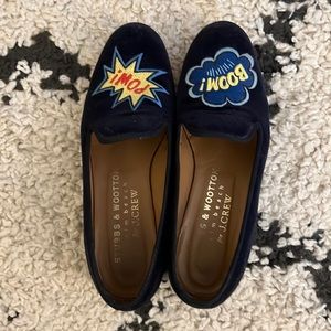 Stubbs & Wootton for J.Crew blue velvet loafers, size 6